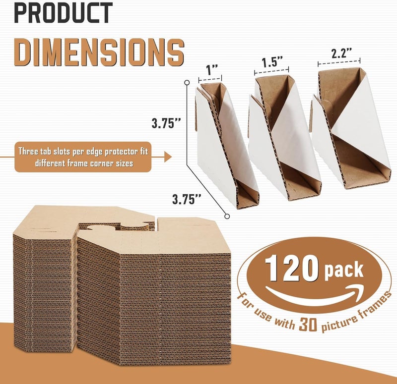 Zipcase 120 Pack Adjustable Cardboard Corner Protectors, Fit 1”,1.5” and 2.2” Frames, Corner Protectors for Shipping, Cardboard Packing Corner, Packaging Edge Protector, Cardboard Shipping Corners - Image 3